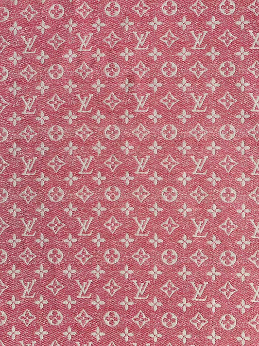 Tianchao Pink LV Denim Woven Jacquard fabric ,Jean Fabric For Handmade Goods By Yard