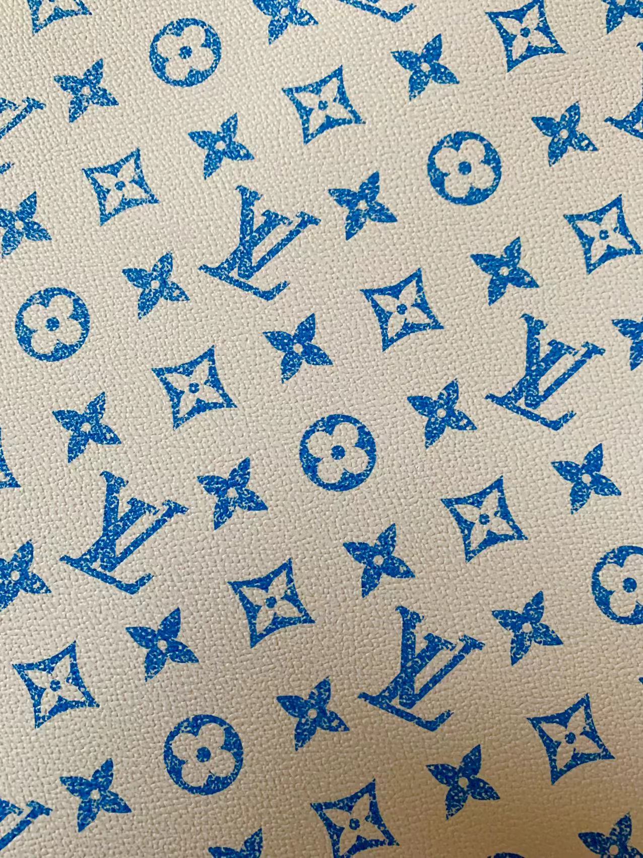 Tianchao New Design Blue LV Crack Vinly Leather Fabric For Handmade Sneakers,Bags and Handicraft Goods By Yard