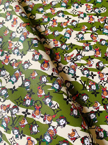 Tianchao Store Green Bape With LV Hello Kitty Cat Cartoon Leather Fabric For Custom Sneakers DIY Shoes