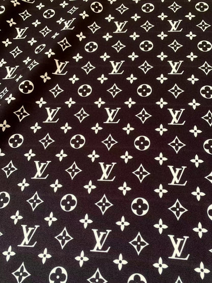 Craft Black With White LV Cotton And Polyester Cloth Fabric For DIY Handicraft Apparel