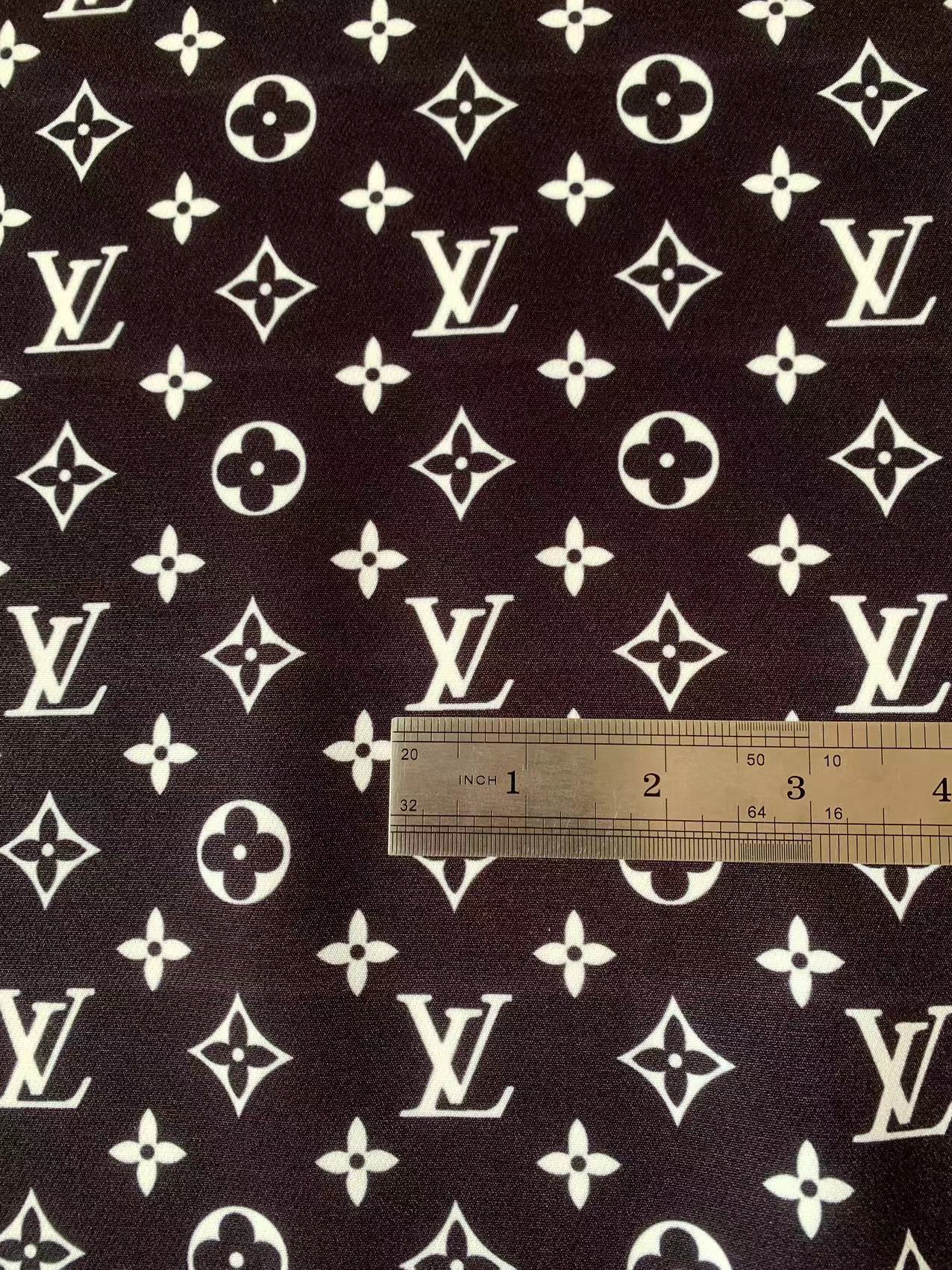 Craft Black With White LV Cotton And Polyester Cloth Fabric For DIY Handicraft Apparel
