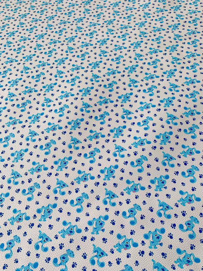 Fashion Craft Blue Dog Cartoon Leather Fabric For Handmade Handicraft Goods By Yard