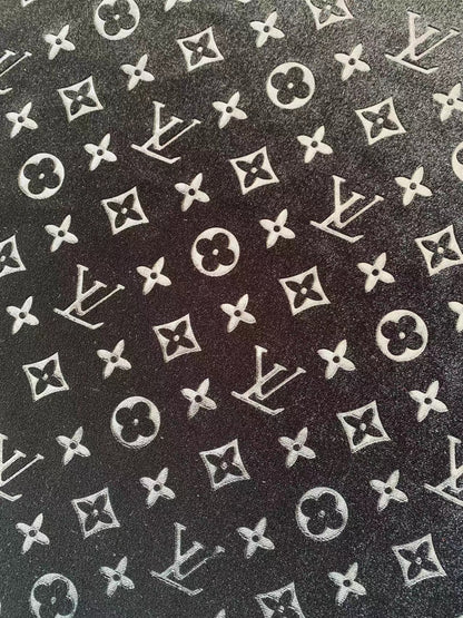 Popular Luxury LV Knitting Velvet Fabric For Handmade Sneaker,Car Upholstery and Apparel By Yard(Black)