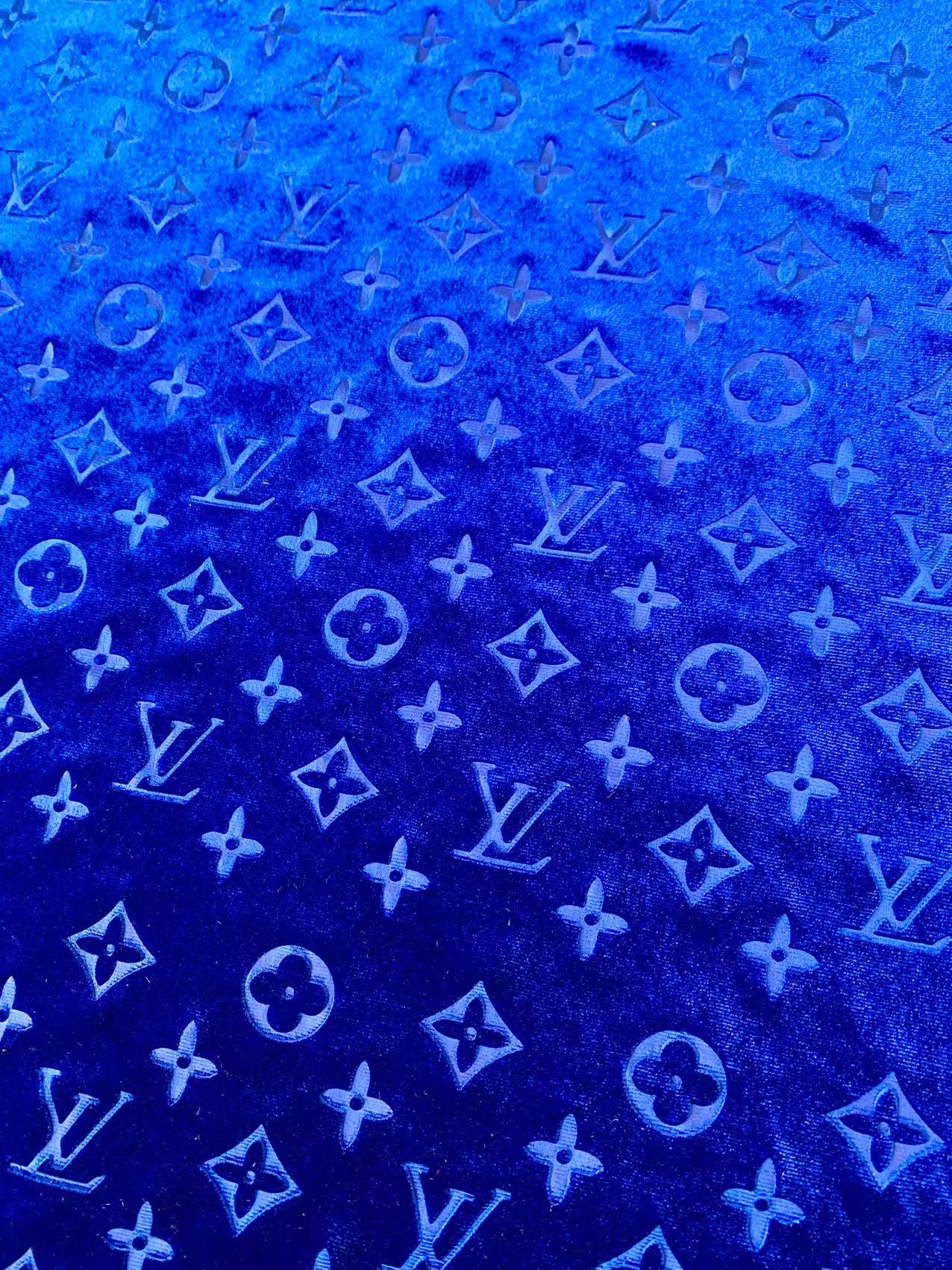 Popular Luxury LV Knitting Velvet Fabric For Handmade Sneaker,Car Upholstery and Apparel By Yard(Navy Blue)