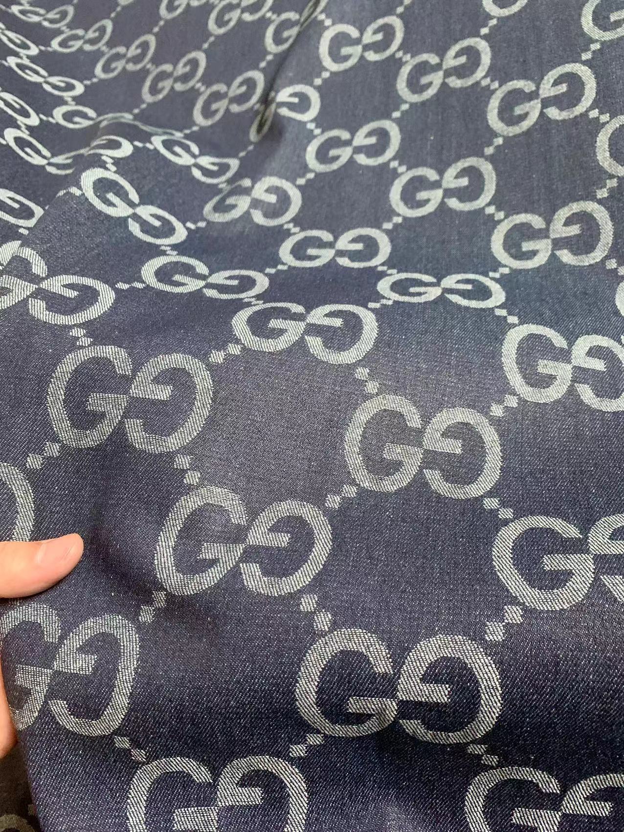 Classic 2 Inch Original 100% Cotton Gucci Denim Woven Jacquard fabric , Jean fabric For Handmade Apparel, Upholstery By Yard
