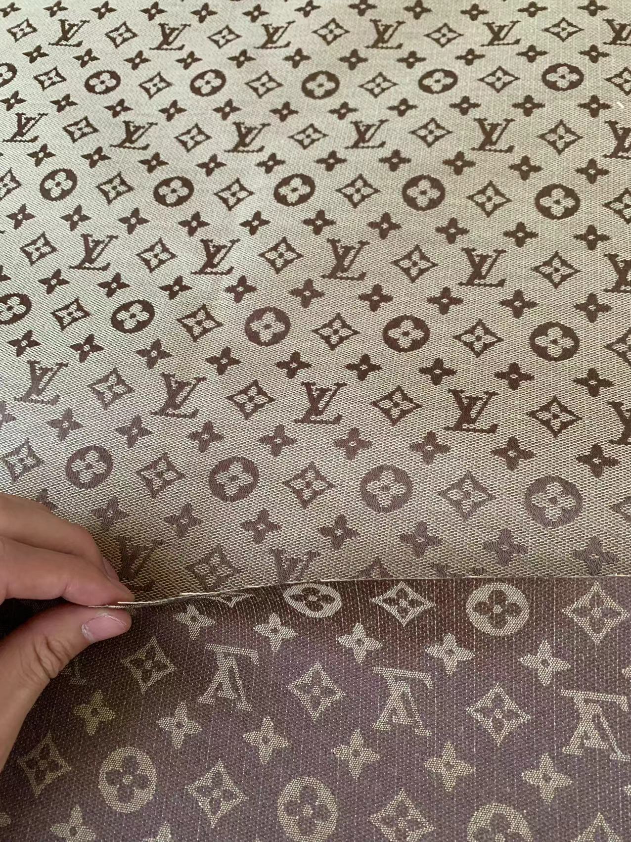Fashion Tan LV Jacquard Cloth Fabric For Handmade Sneaker,Upholstery And Apparel