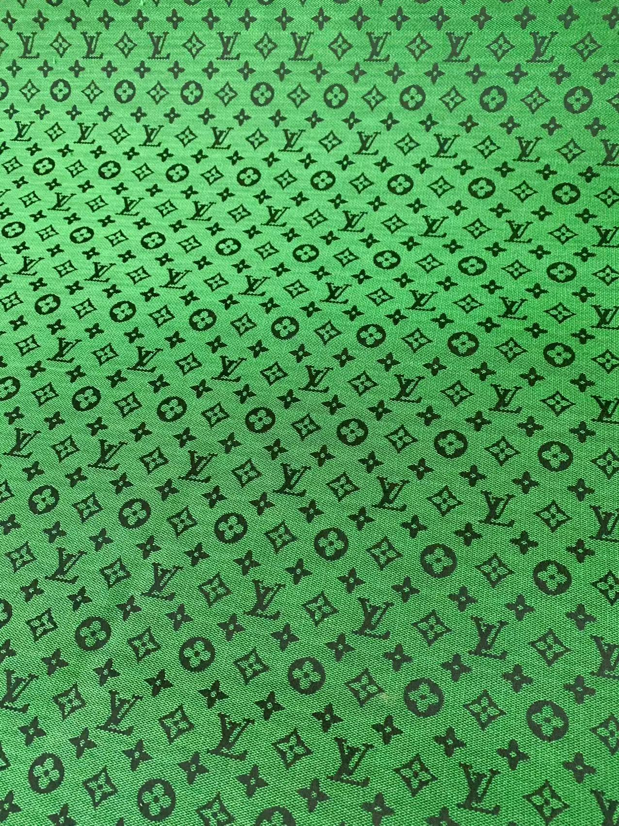 Fashion Green LV Jacquard Cloth Fabric For Handmade Sneaker,Upholstery And Apparel