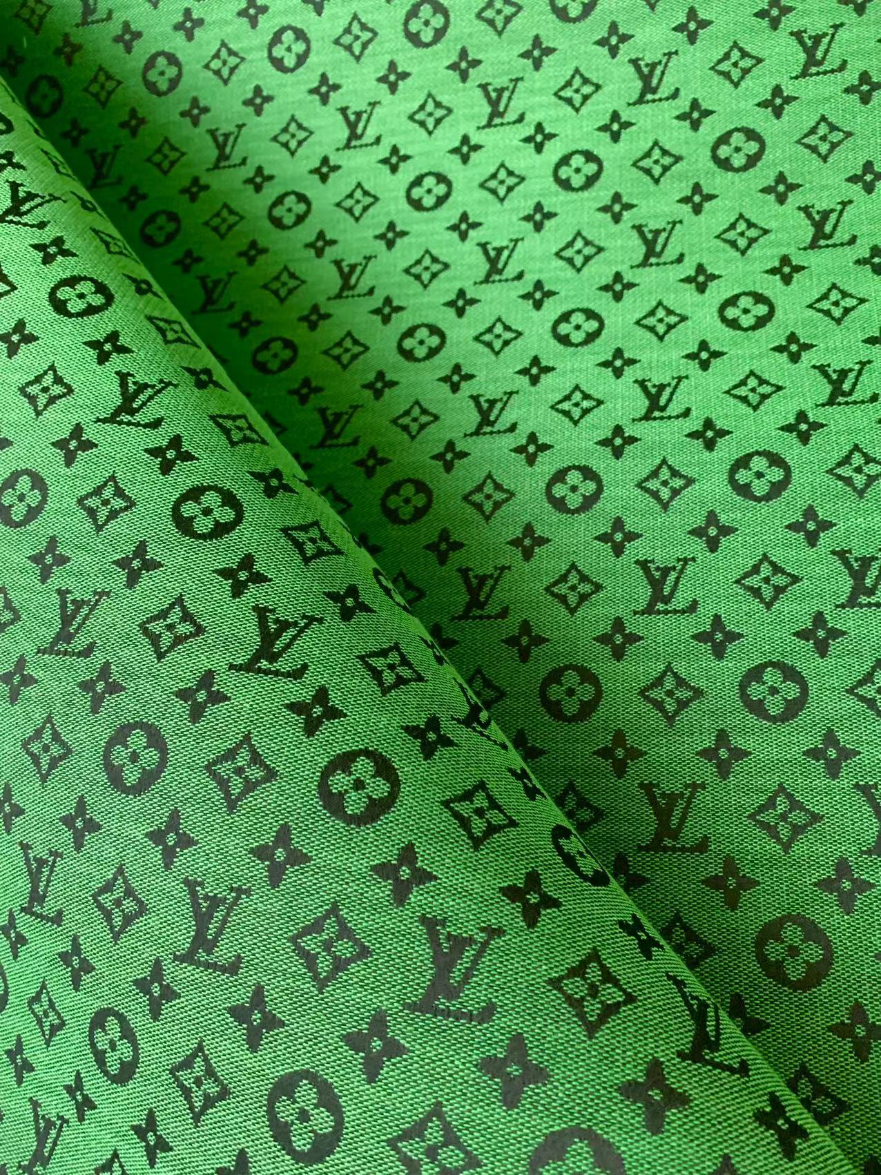 Fashion Green LV Jacquard Cloth Fabric For Handmade Sneaker,Upholstery And Apparel