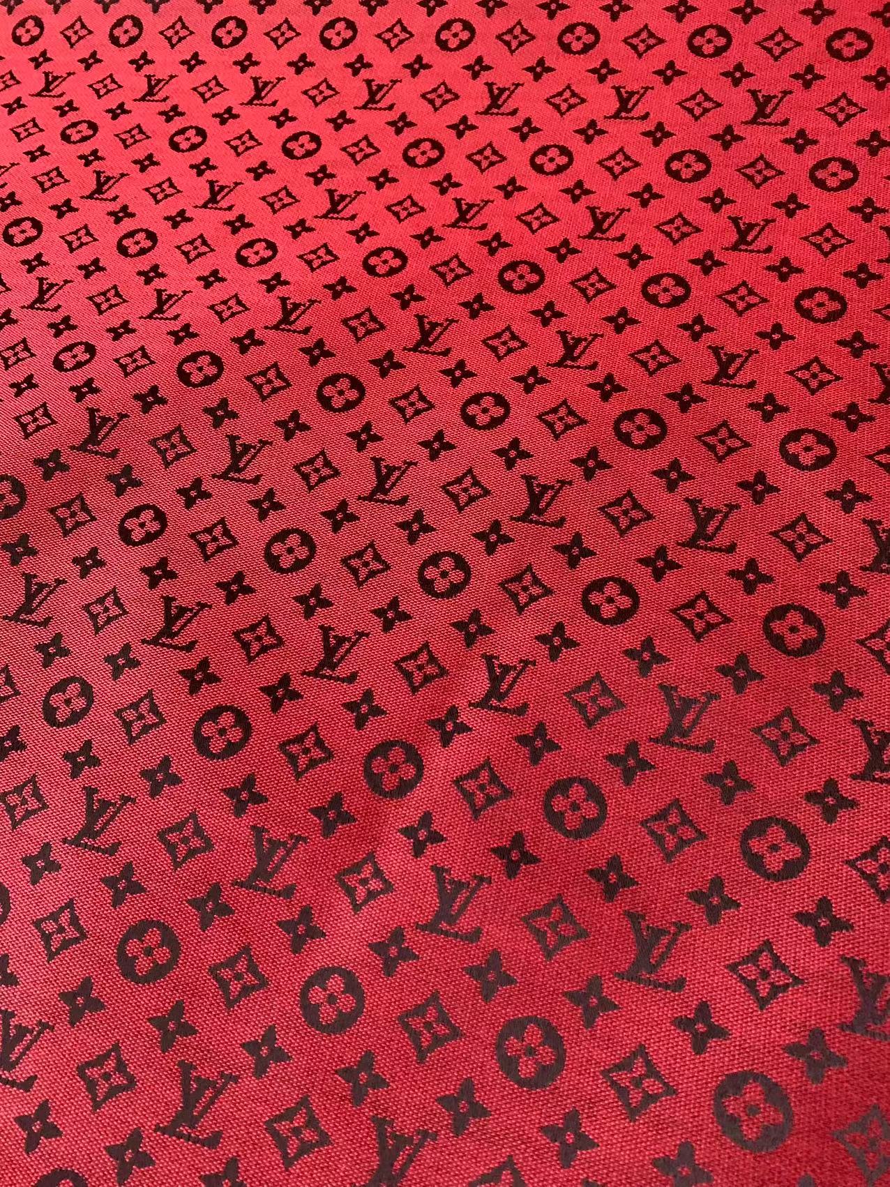 Fashion Red LV Jacquard Cloth Fabric For Handmade Sneaker,Upholstery And Apparel