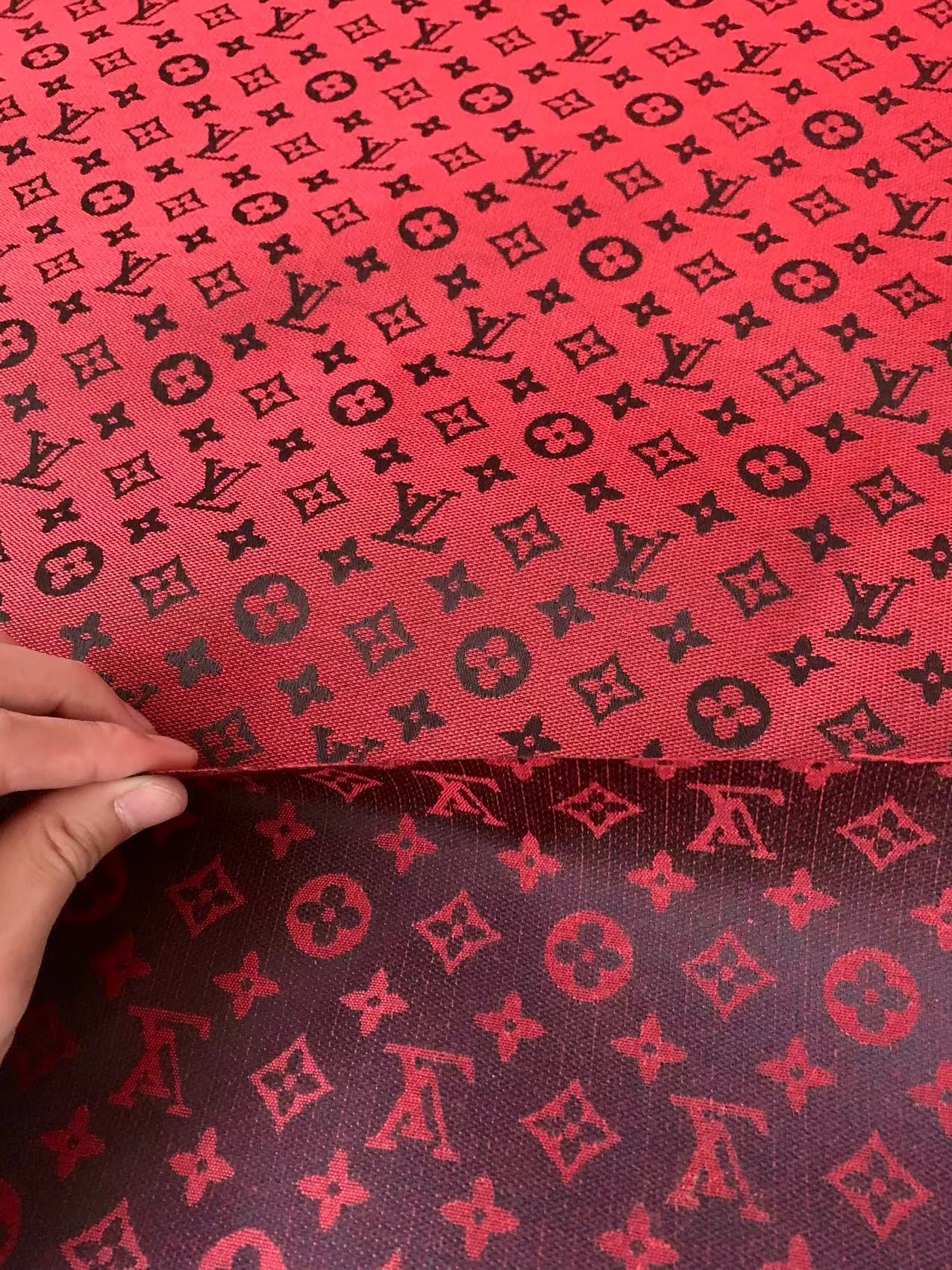 Fashion Red LV Jacquard Cloth Fabric For Handmade Sneaker,Upholstery And Apparel