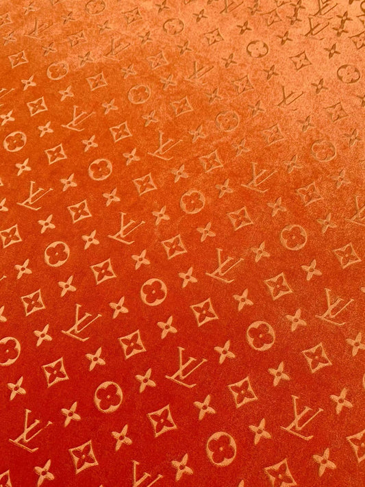 Popular Luxury LV Knitting Velvet Fabric For Handmade Sneaker,Car Upholstery and Apparel By Yard(Orange)
