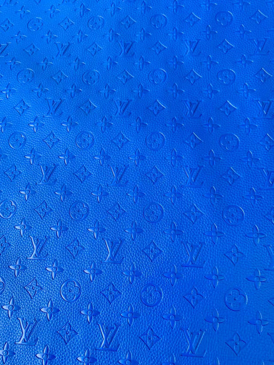 Fashion Embossed Jewelry Blue LV Leather For Handmade Bags and Shoes ,Car Upholster By Yard