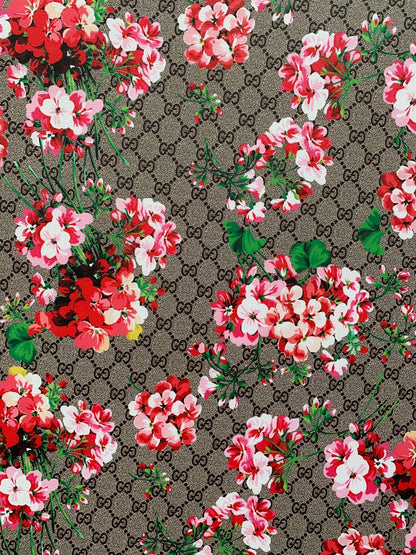 Classic Gucci Leather Case Fabric,Handmade Bag Fabric,Hand-made Shoes Fabric(red flower)