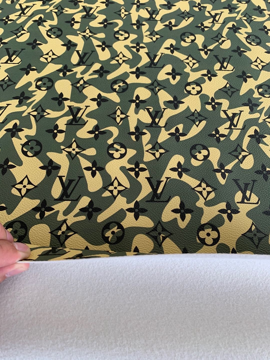 Classic LV Camouflage  Leather Case Fabric,Handmade Bag Fabric,Hand-made Shoes  Leather Fabric