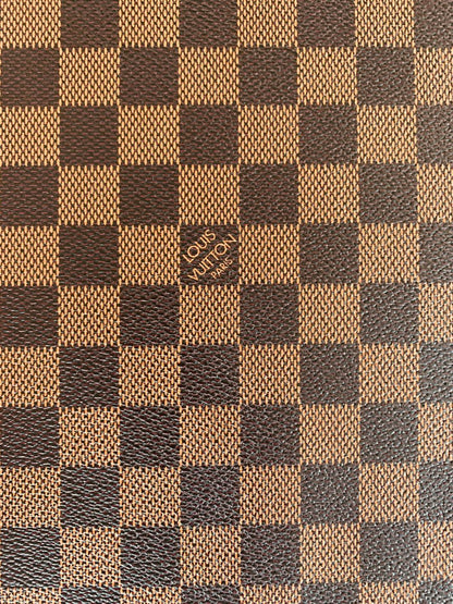 Fashion Louis Vuitton vinyl crafting leather fabric For Handmade Handicrafts , Grid Leather Cup Mat Leather By Yards(Brown)