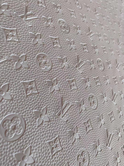 Fashion Embossed LV Crafting Leather Fabric For Handmade Bags ,Shoes and DIY Handicrafts  By Yards (White)