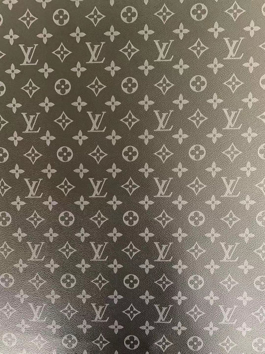 Black LV leather fabric with mini gold shiny patterns