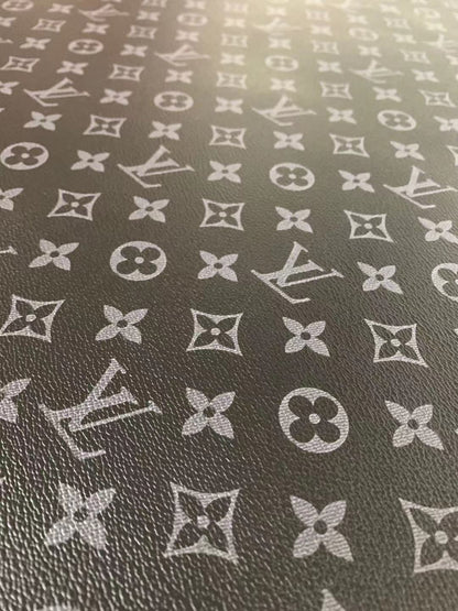 Classic LV vinyl crafting leather fabric For Handmade Shoes,Furniture ,Bike ,Bag and DIY Handicrafts By Yard (Black)