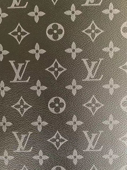 Classic LV vinyl crafting leather fabric For Handmade Shoes,Furniture ,Bike ,Bag and DIY Handicrafts By Yard (Black)