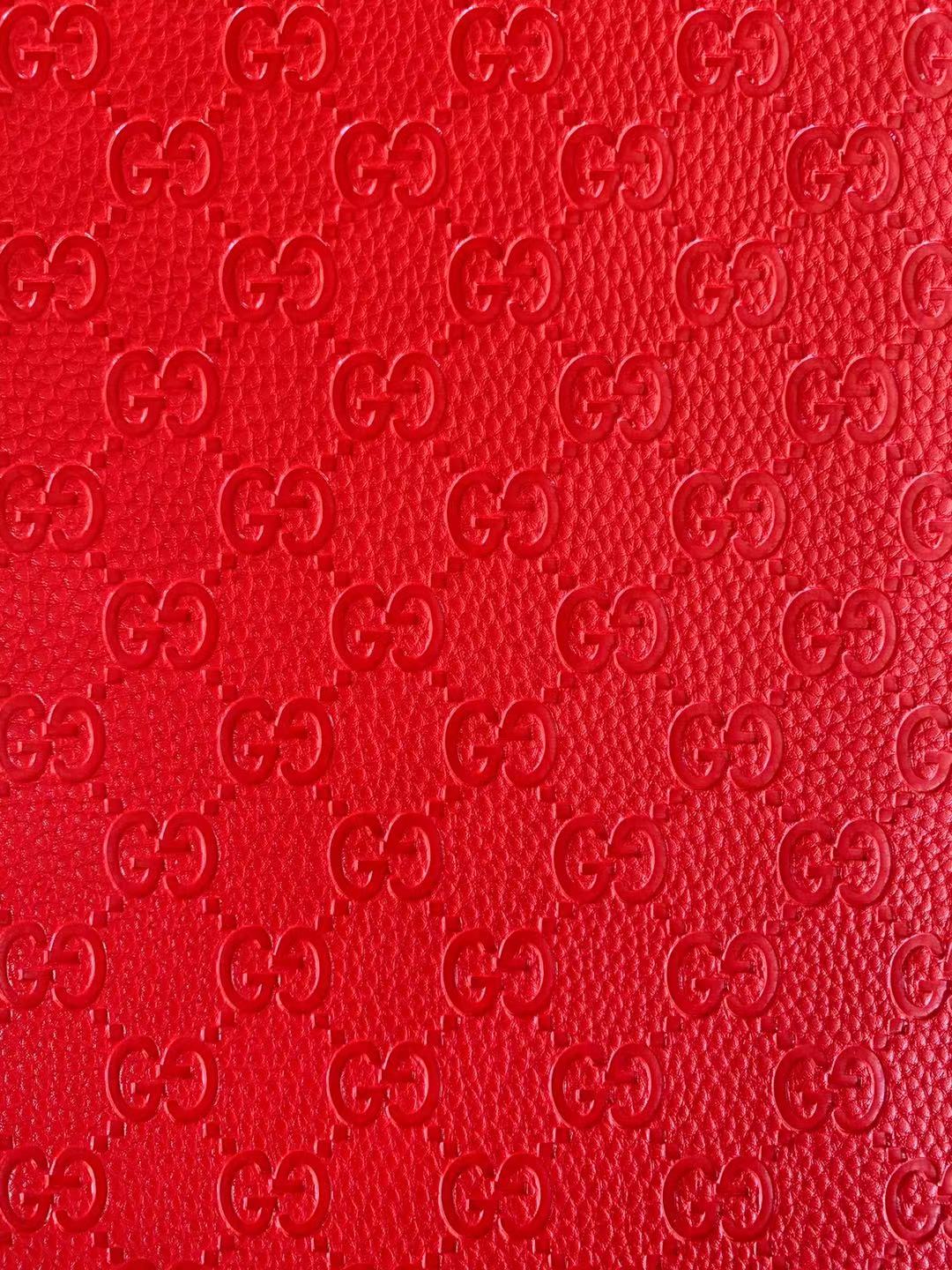 Classic Gucci Embossed Craft Leather Fabric Shoes Leather , Bags Leather Fabric By Yards (Red)