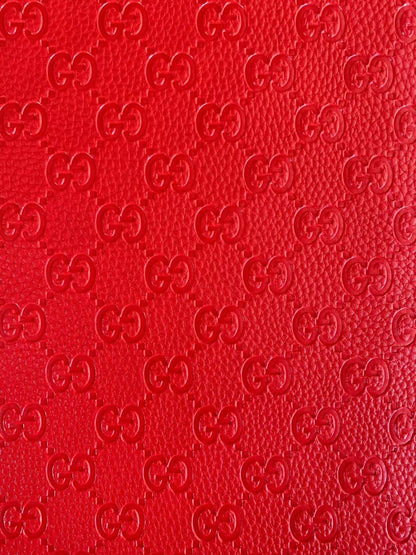 Classic Gucci Embossed Craft Leather Fabric Shoes Leather , Bags Leather Fabric By Yards (Red)
