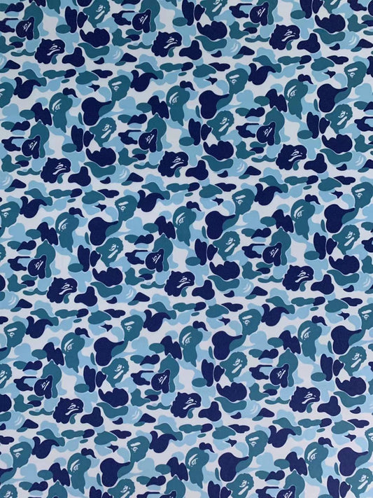 Bape Knitted Elastic Clothing Fabric,Handmade Clothes Fabric, Mask Fabric ,Cap Fabric, Scarf Fabric Bow Fabric (Blue)