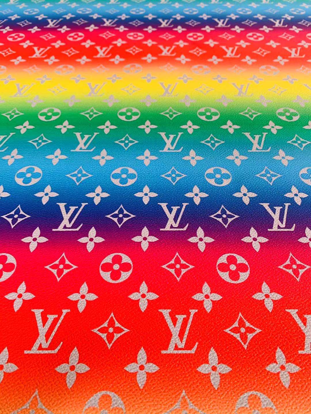 Classic LV Rainbow Faux Crafting leather fabric Bag leather ,shoes