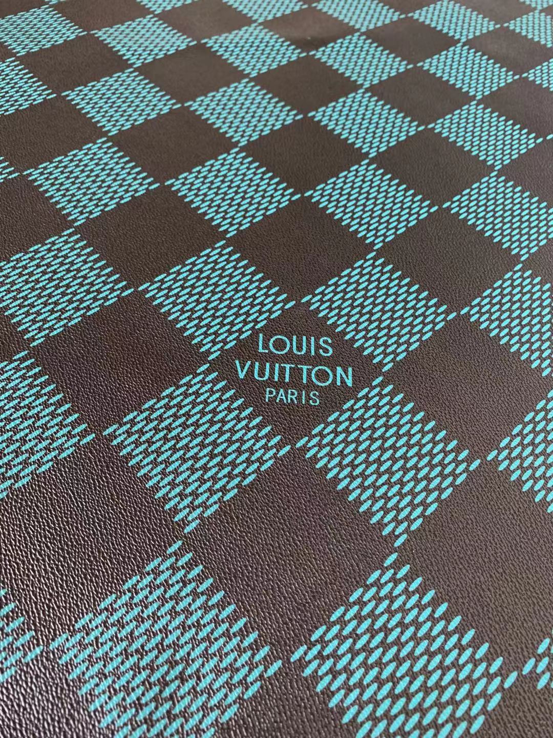 Classic Louis Vuitton Leather Case Fabric, 2.5 inch Big Size Gird Handmade Leather Fabric, Handmade Shoes and Bags Leather By Yard ( Atrovirens )