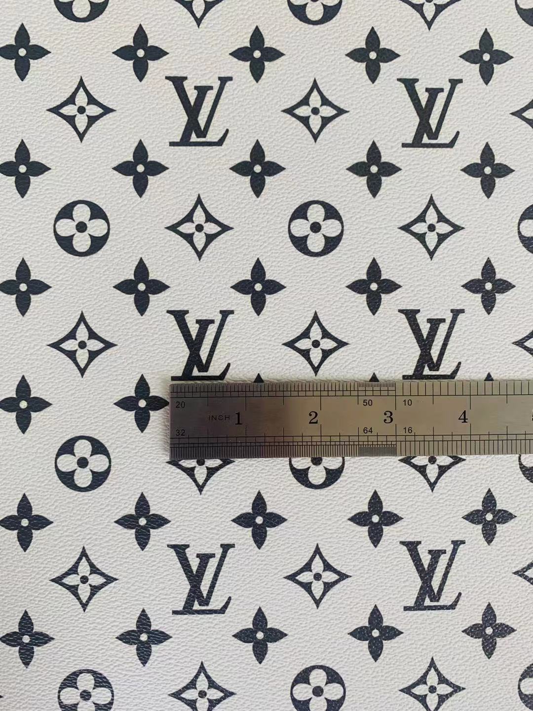 Fashion LV Handmade Black With White Leather Fabric Material for Bags and Shoes By Yards