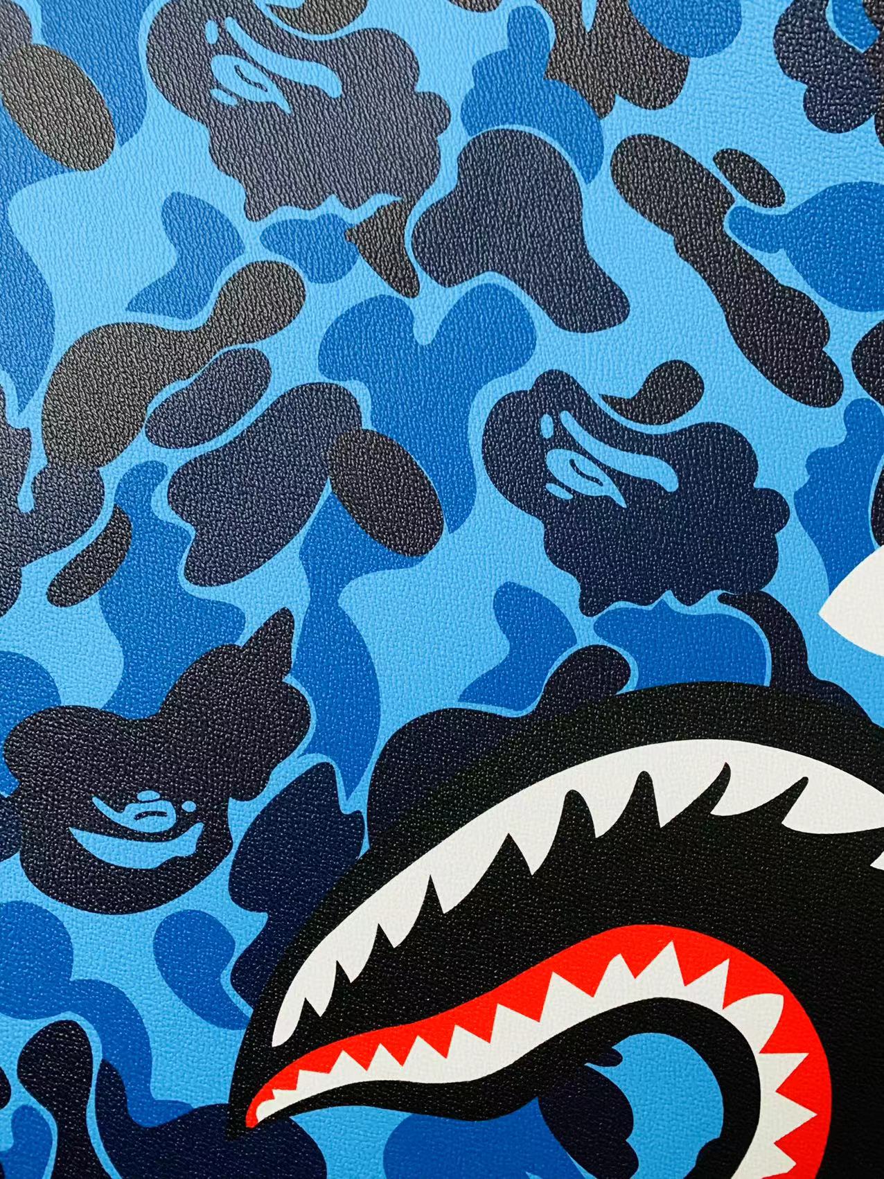 Fashion Bape Shark Teeth Design Custom Leather Fabric For Bags Leather –  chaofabricstore