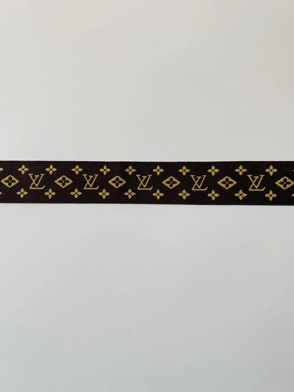 Fashion LV 1.5 inch Elastic Strap ,Handmade Striped Ribbon Trim Embroidered For Handicrafts By Yard(Brown)