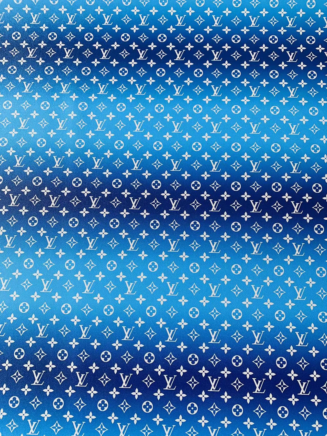 Blue Patchwork Twill Fabric, Lv Fabric Material, Blue Print Fabric
