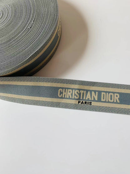 Christian Dior Paris 2.5 inch Elastic Strap ,Handmade Striped Ribbon Trim Embroidered For shoes ,Bags ,Clothing ,Handicrafts By Yard (Blue)