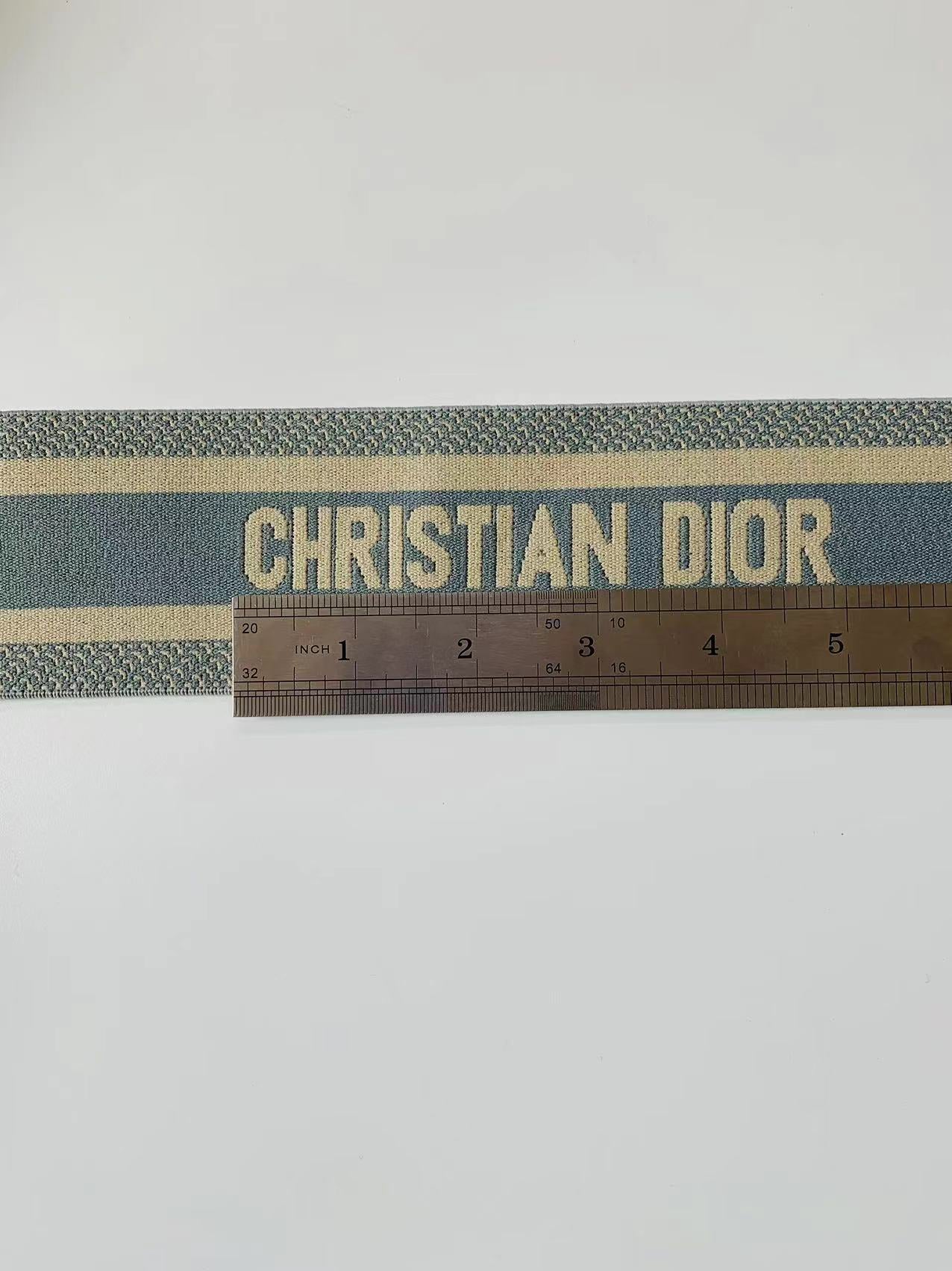 Christian Dior Paris 2.5 inch Elastic Strap ,Handmade Striped Ribbon Trim Embroidered For shoes ,Bags ,Clothing ,Handicrafts By Yard (Blue)