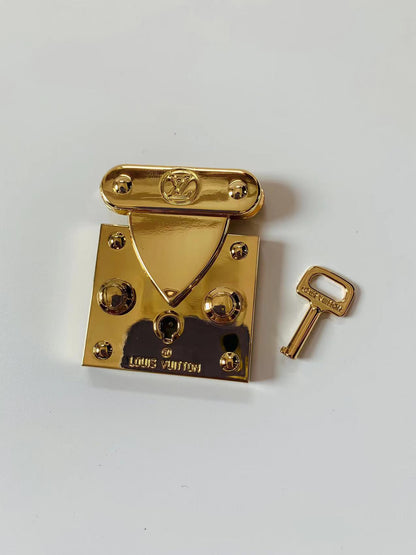 Authentic Vintage Louis Vuitton Gold Tone Handbag Lock and Key