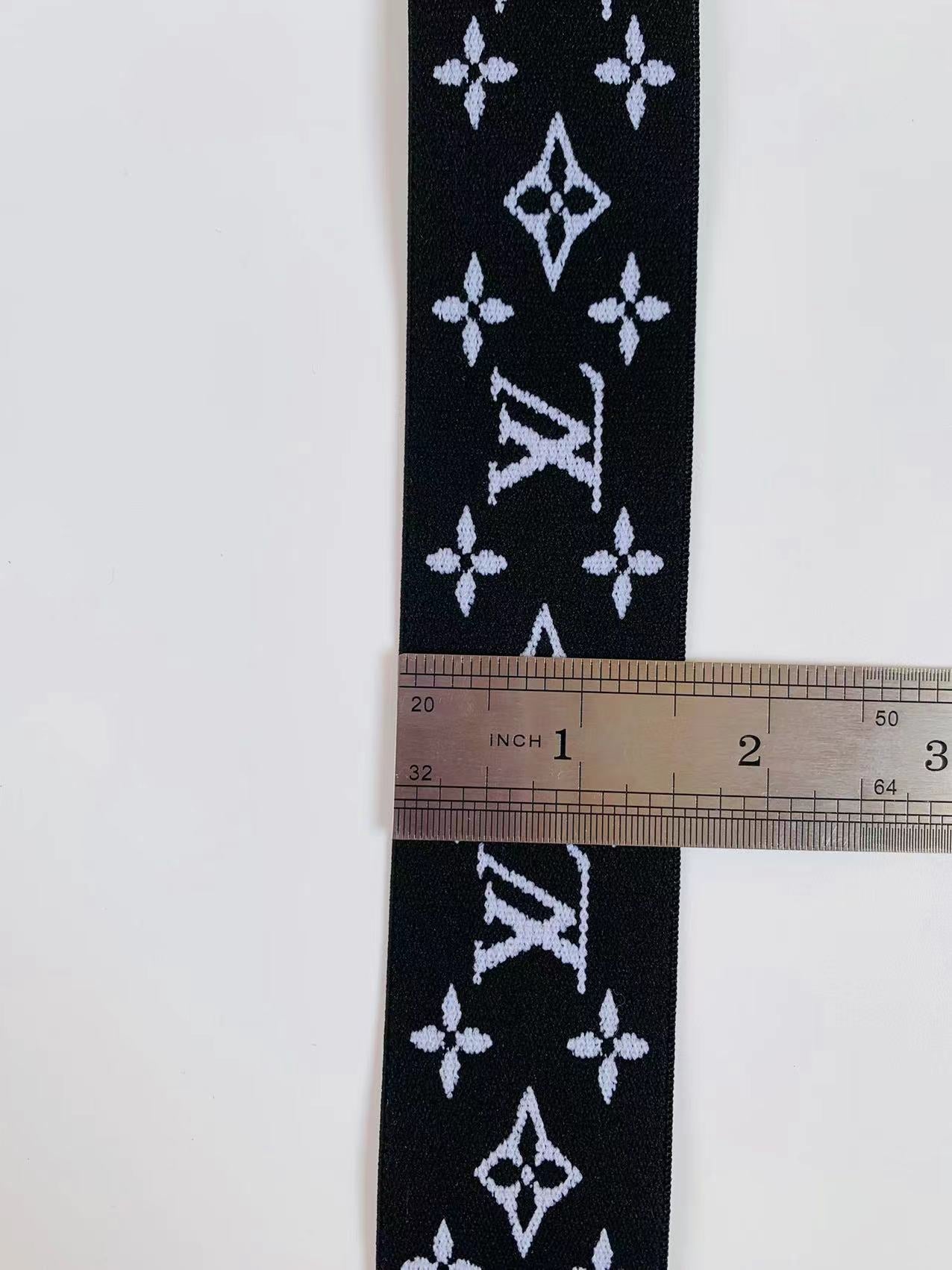 Black With White LV 1.5 inch Elastic Strap ,Handmade Striped Ribbon Tr –  chaofabricstore