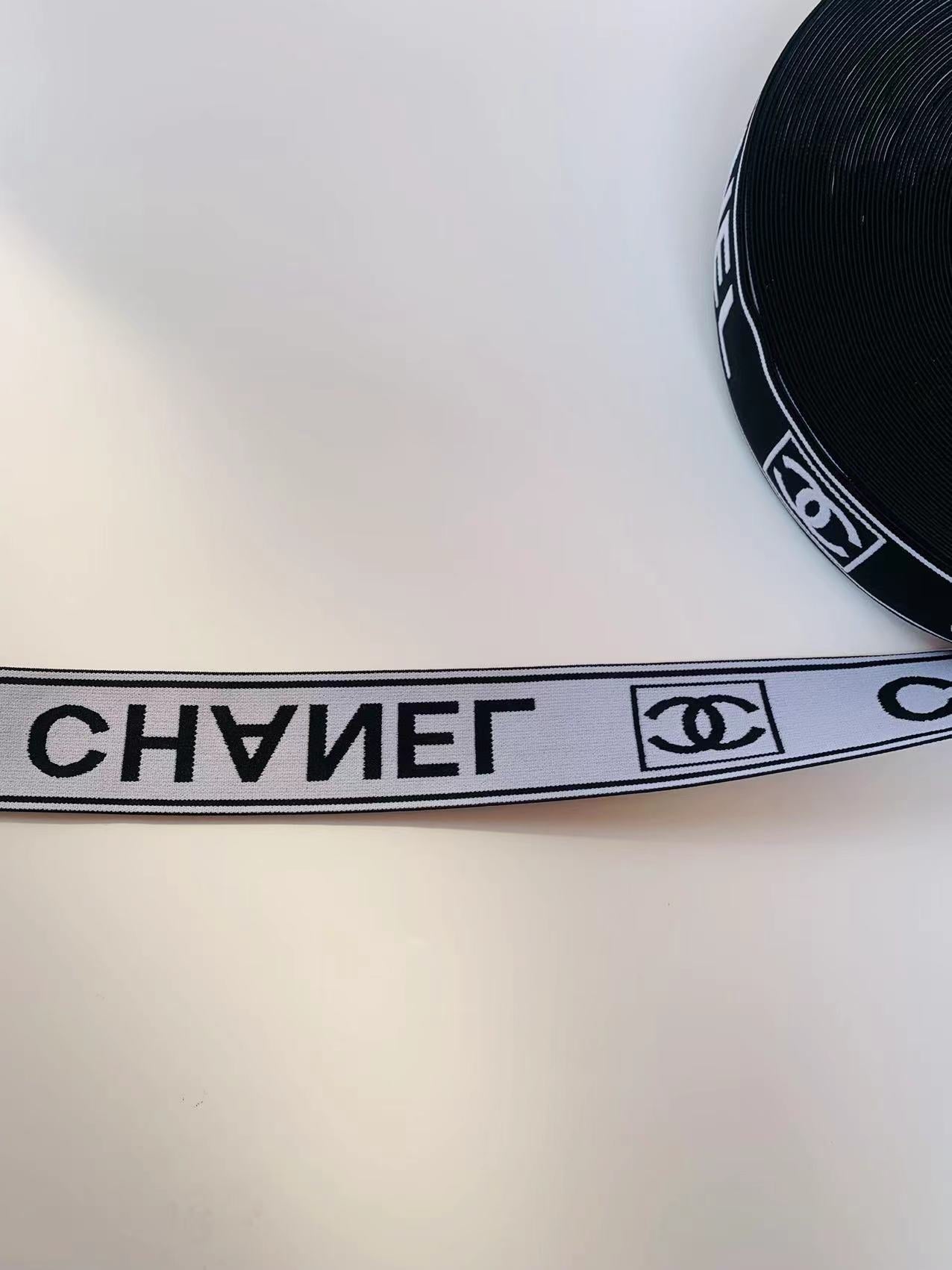 Chanel Chanel Bicolor Grey Striped Star Logo Neck Strap