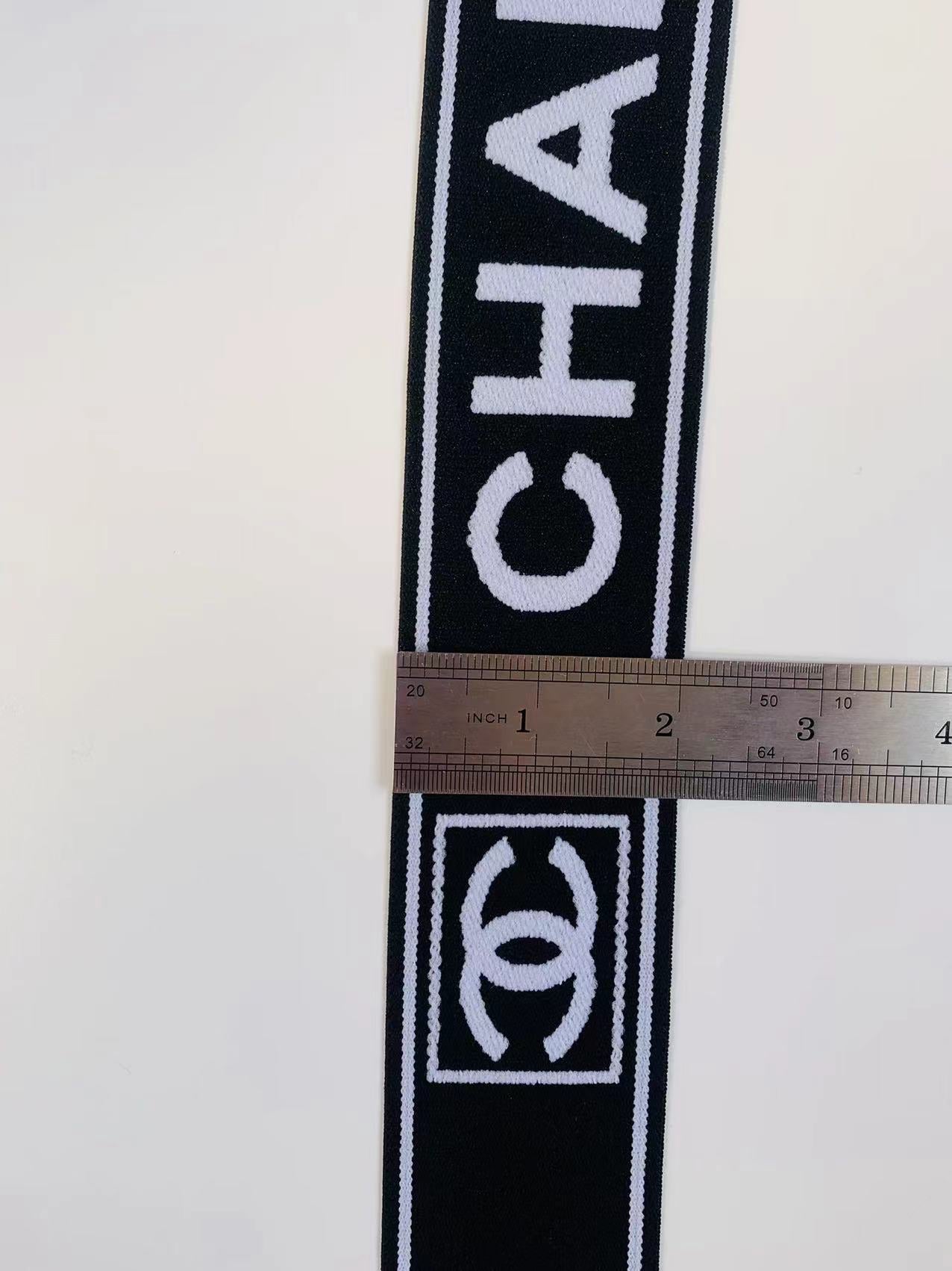 Chanel Chanel Bicolor Grey Striped Star Logo Neck Strap