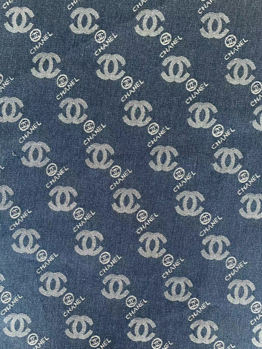 Classic Denim Woven Jacquard fabric , Chanel Jean Fabric For Handmade Goods By Yard ( Dark Blue )