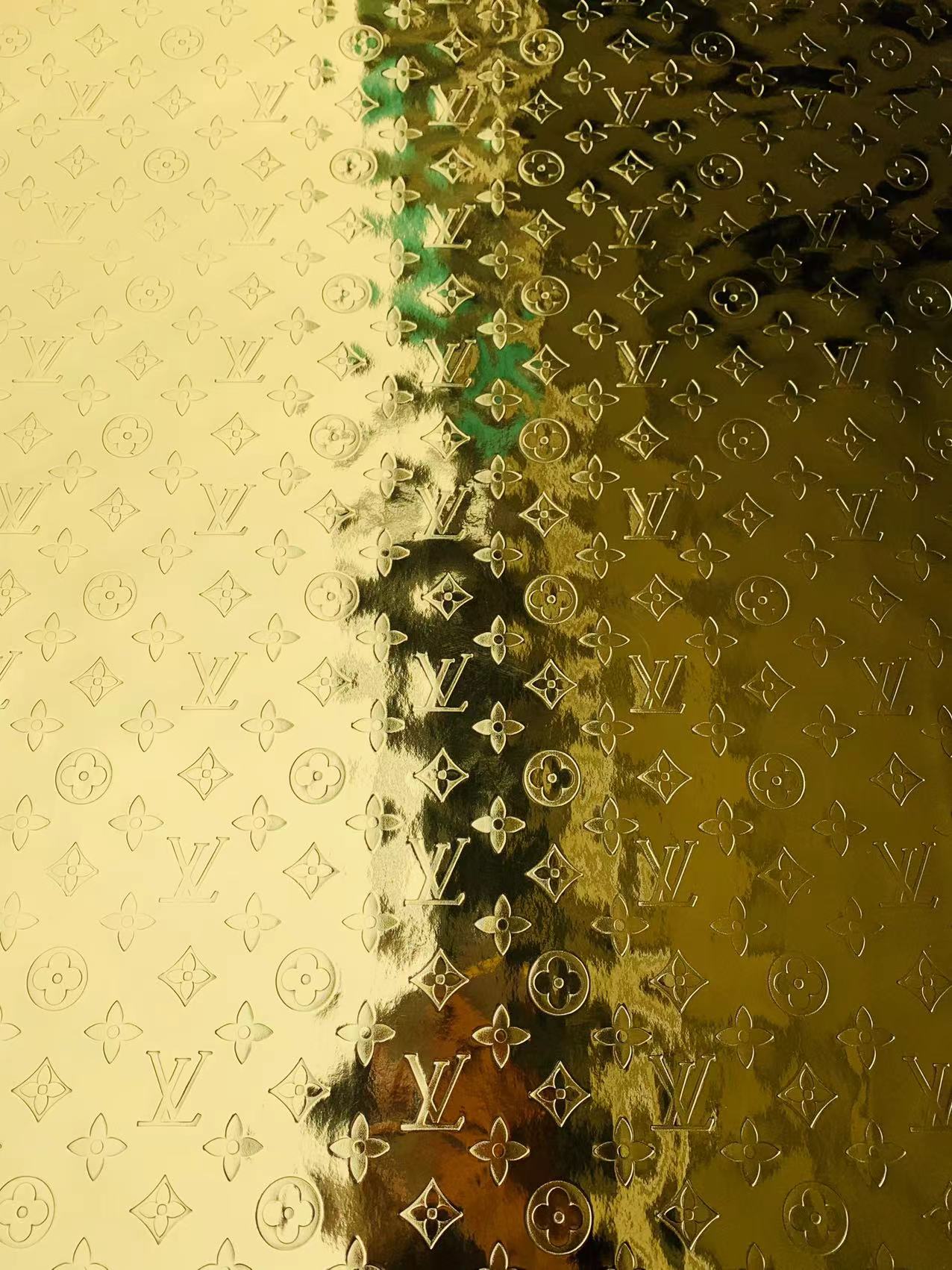 Fashion Green Embossed Reflective Shine LV Fabric For Handmade Handicr –  chaofabricstore