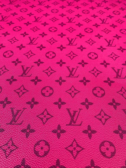Classic LV Dark Pink crafting leather fabric For Handmade Bag ,DIY shoes ,Handmade Car leather ,Fashion Furniture LV Vinyl Leather By Yards