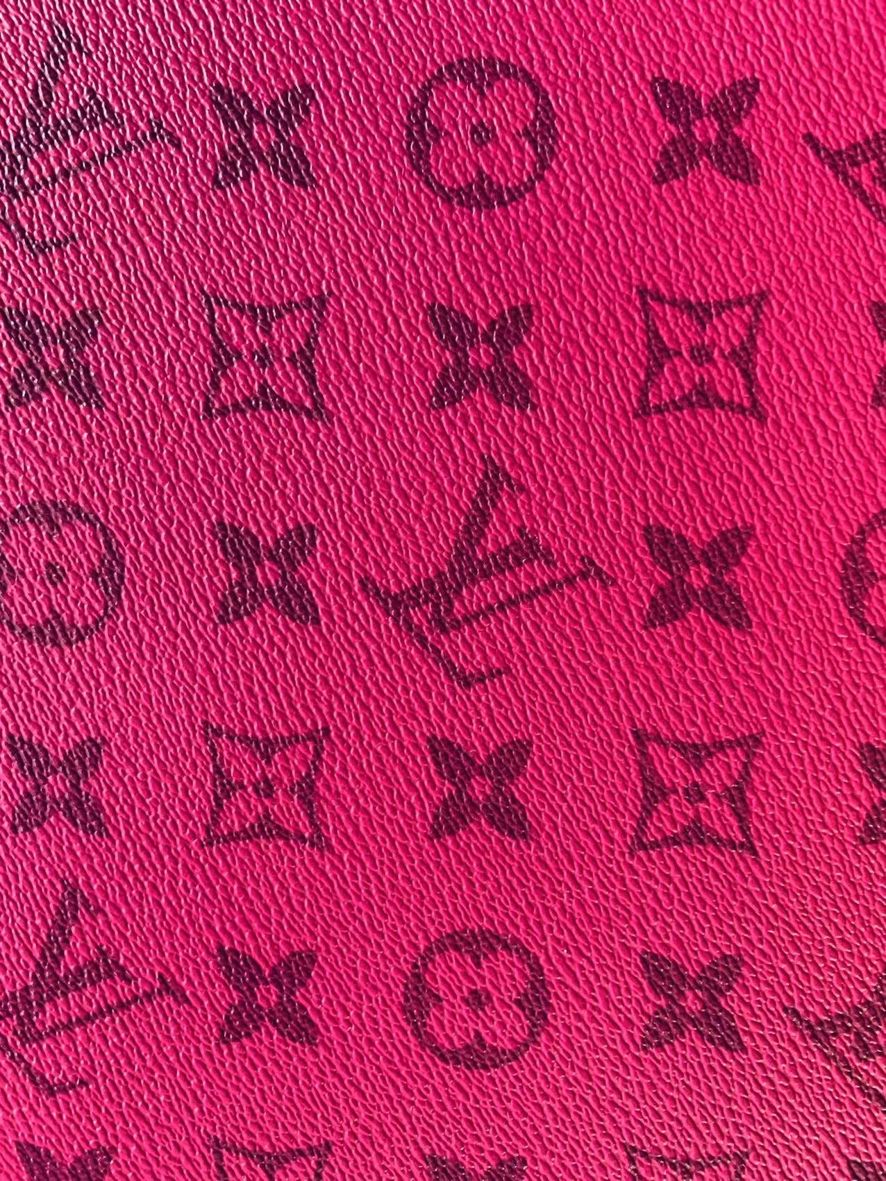 Classic LV Dark Pink crafting leather fabric For Handmade Bag ,DIY shoes ,Handmade Car leather ,Fashion Furniture LV Vinyl Leather By Yards