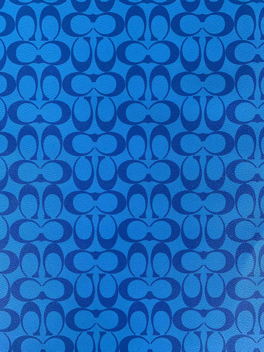 Classic  Coach  Leather Case Fabric, Handmade Bag Fabric, Hand-made Shoes  Leather Fabric By Yard (Blue)