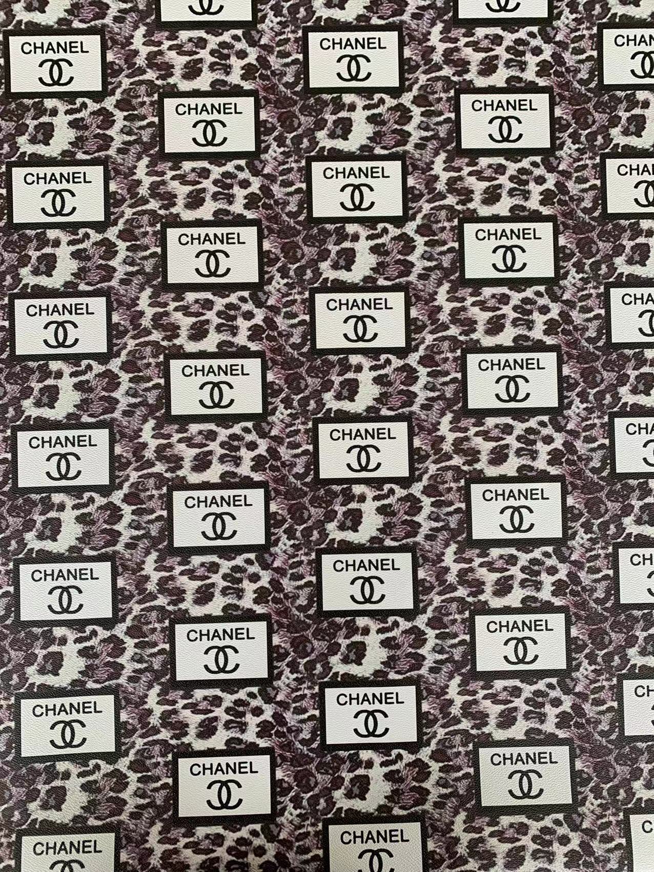 Fashion Chanel with LeoPard Vinyl Leather Fabric For Handmade Goods By Yards