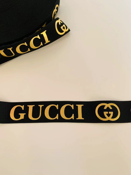 Fashion Gucci Gilding Technology 1.5 inch Strap ,Elastic Ribbon Trim Embroidered For Handicrafts By Yard