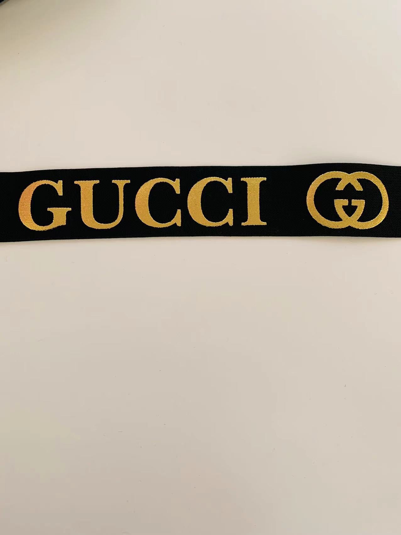 Fashion Gucci Gilding Technology 1.5 inch Strap ,Elastic Ribbon Trim Embroidered For Handicrafts By Yard