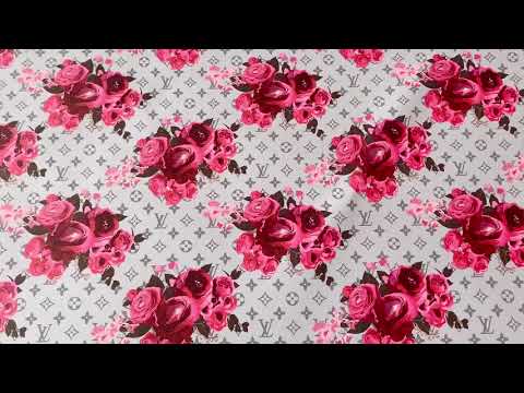 Fashion LV With Red Rose Design Leather Fabric For Handmade Bags